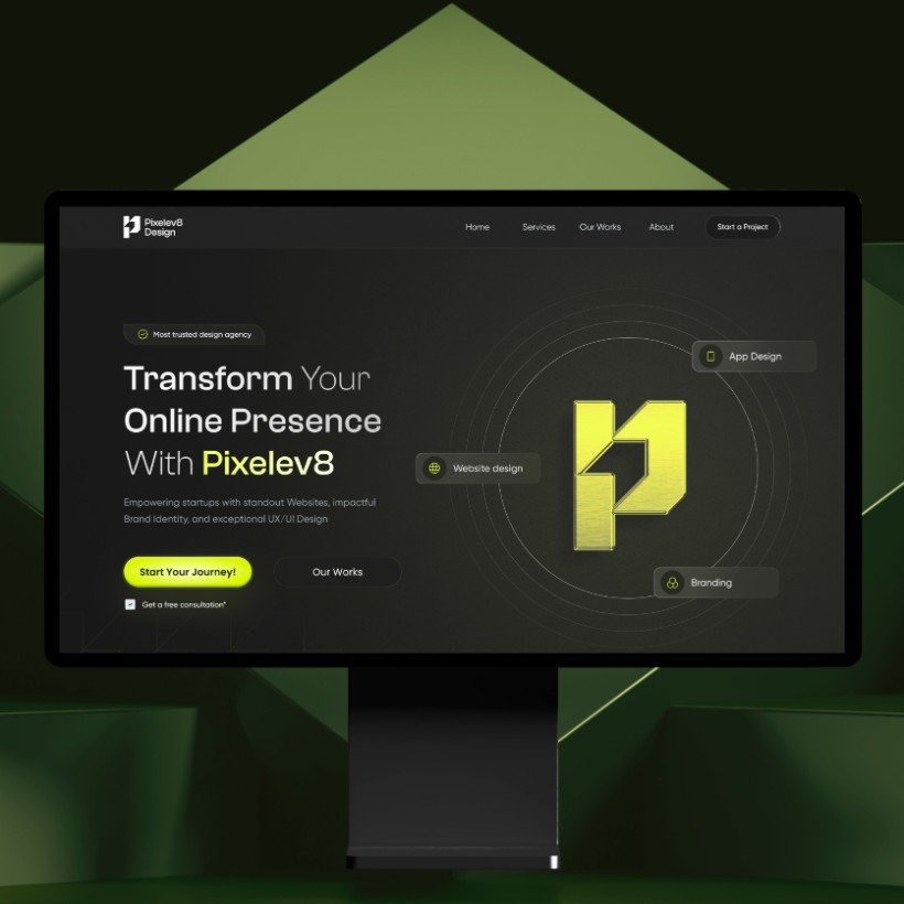 Pixelev8 website on display