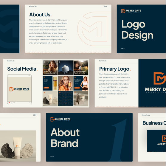 Merry Days brand guide spread